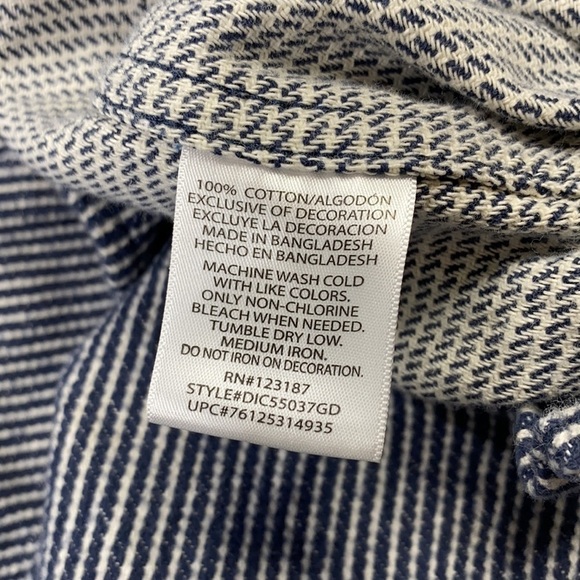 Dickies Blue White Striped Long Sleeve Button Up Shirt Size Small (34-36) - Picture 4 of 4